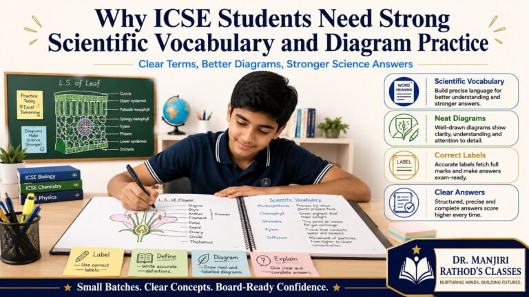 ICSE students need strong scientific vocabulary and diagram practice